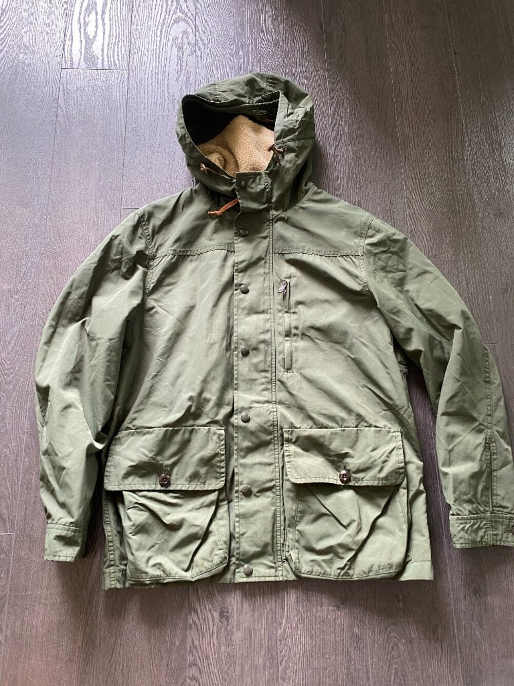 J. Crew Hooded Parka Mens M Green Field Jacket Wool Lined Utility Outfitter